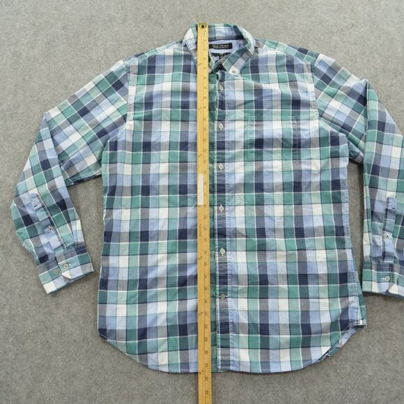 Banana Republic Shirt Mens Large Green Blue Button Up Plaid Slim Custom - Picture 8 of 14